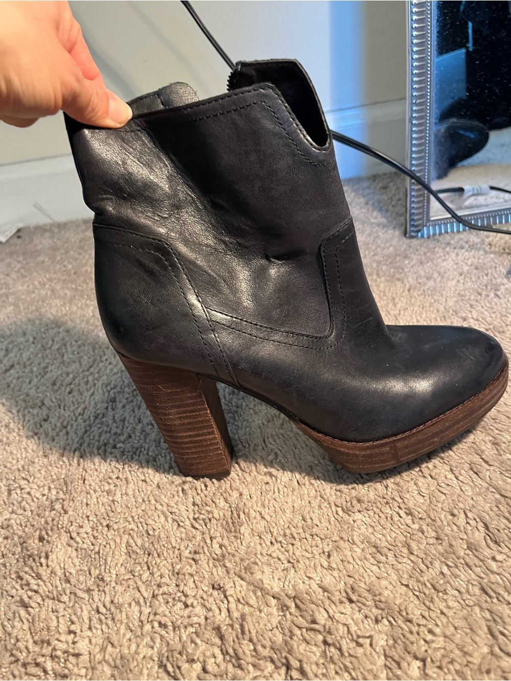 Lucky Brand Women's Black Leather Platform Ankle Boot